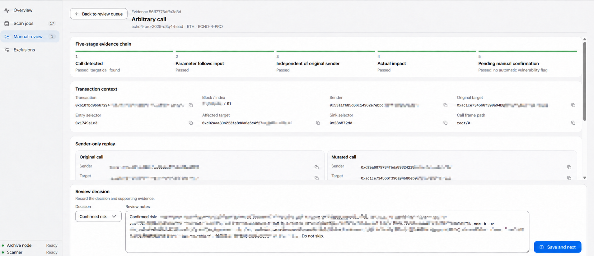 Figure 5. Candidate record and review labels in the dashboard; English-localized screenshot